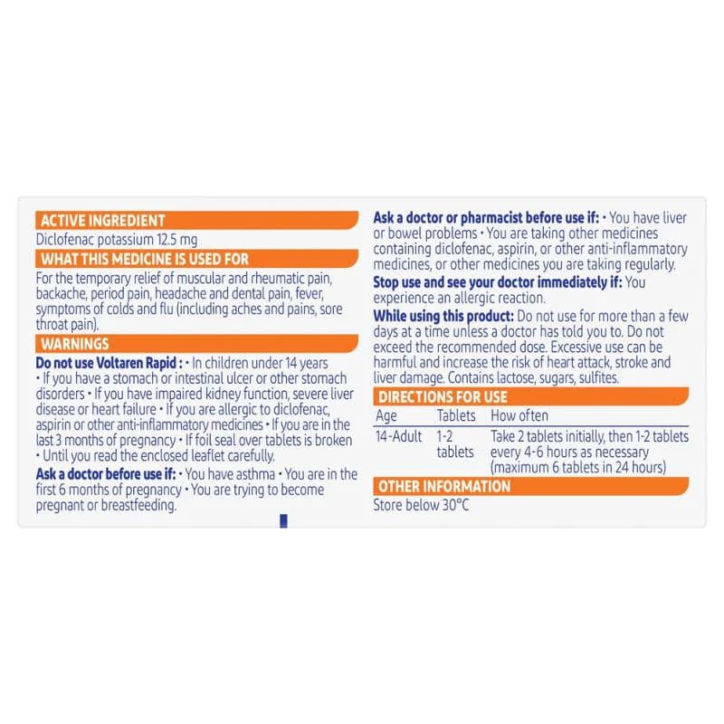 Voltaren Rapid Tabs 12.5mg 30s