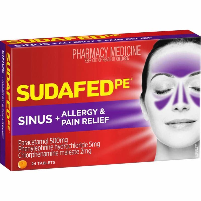 Sudafed PE Sinus Allergy & Pain Relief Tablets 24s