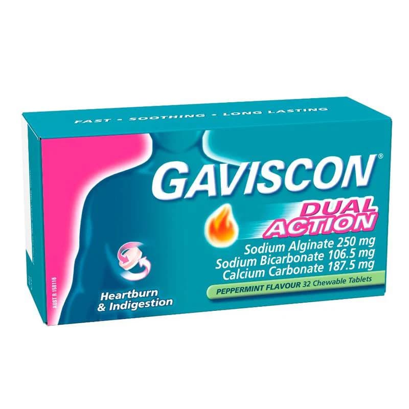 Gaviscon Dual Action Peppermint Tablets 32s