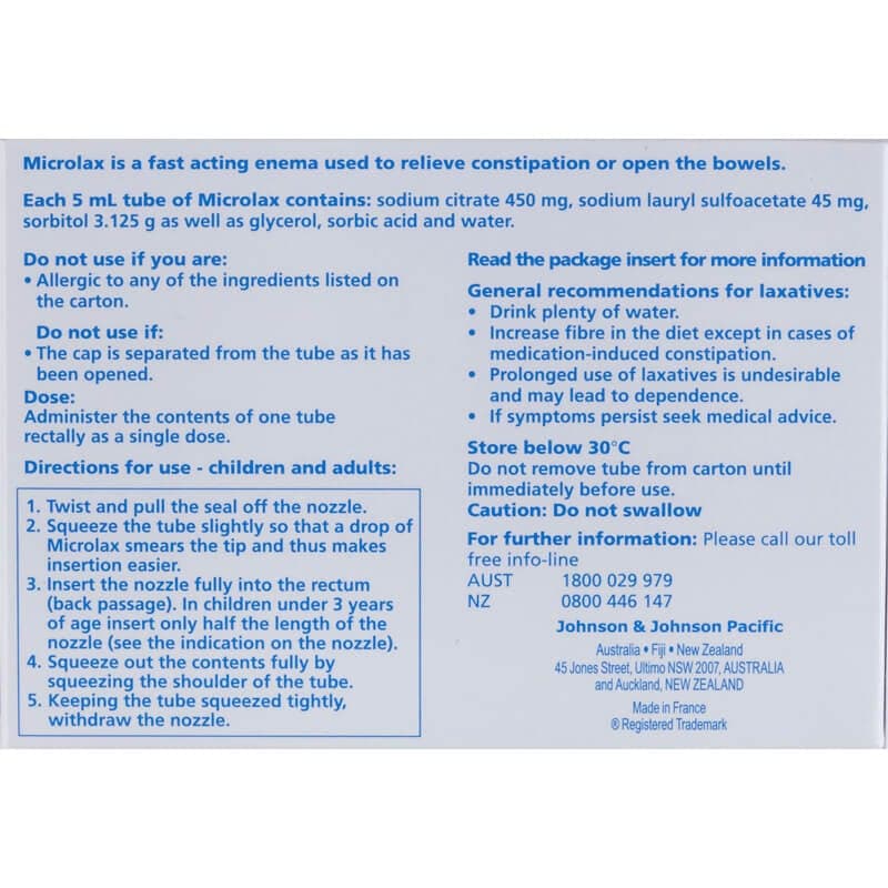 Microlax ENEMA OTC 5ML 4pk