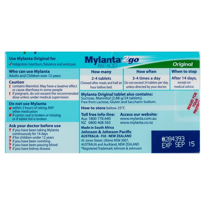 Mylanta 2 Go Original Tablets 24s