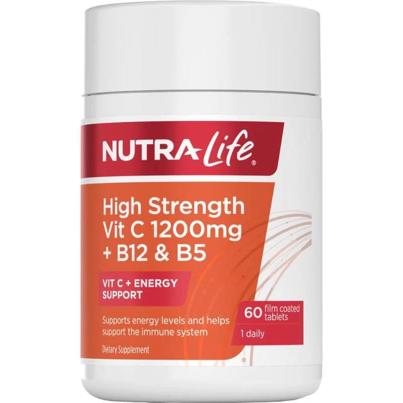 Nutra-Life High Strength Vit C 1200mg + B12 & B5 Tablets 60s