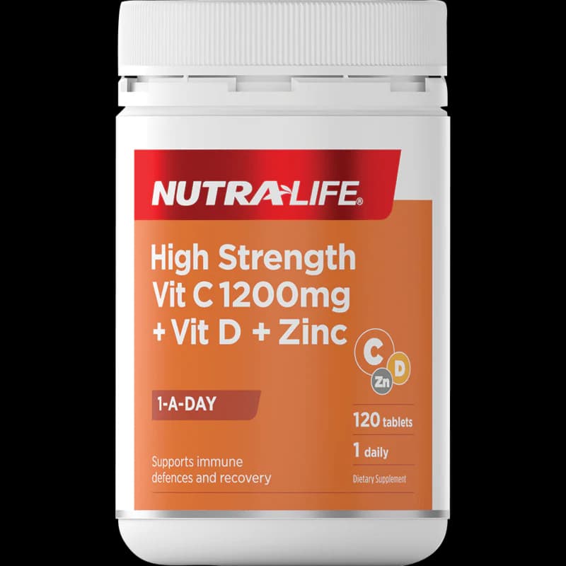 Nutra-Life High Strength Vit C 1200mg + Vit D + Zinc Tablets 120s