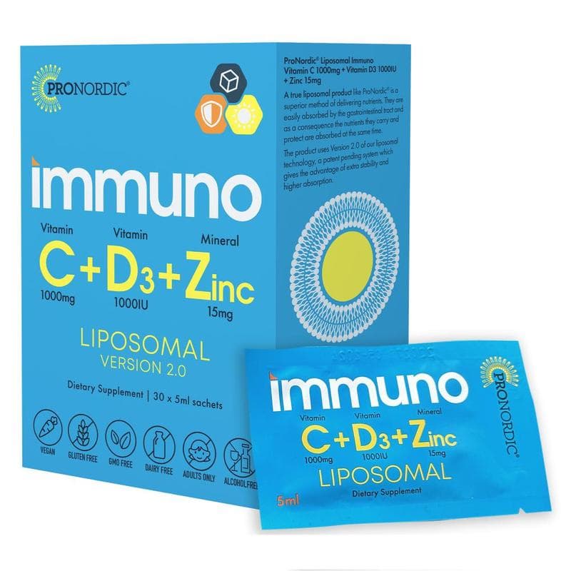 ProNordic Liposomal Immuno C + D3 + Zinc Sachets 30s